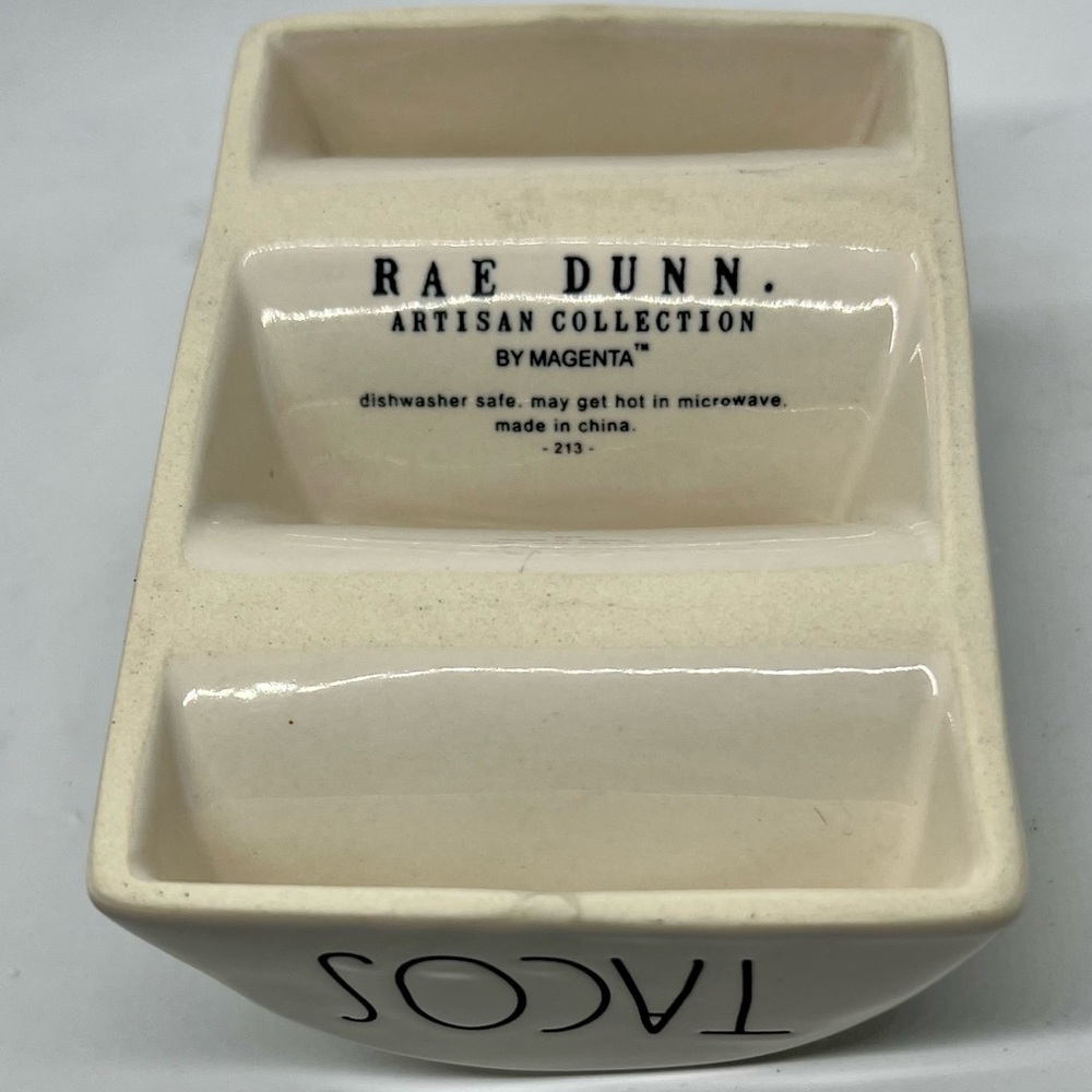 Rae Dunn White “TACOS” Ceramic Holder LL Artisan Collection 213 by Magenta - Picture 5 of 5